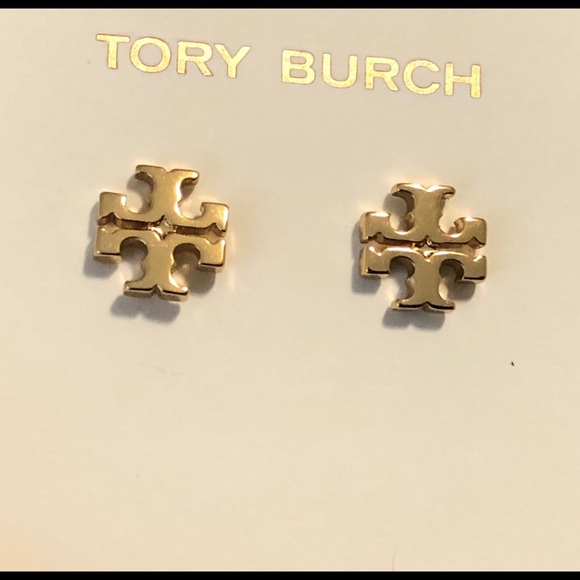 Tory Burch Jewelry - 💃 💃 Tory Burch Gold tone logo Pierced earrings